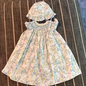Luli & Me smocked dress w/hat 18M